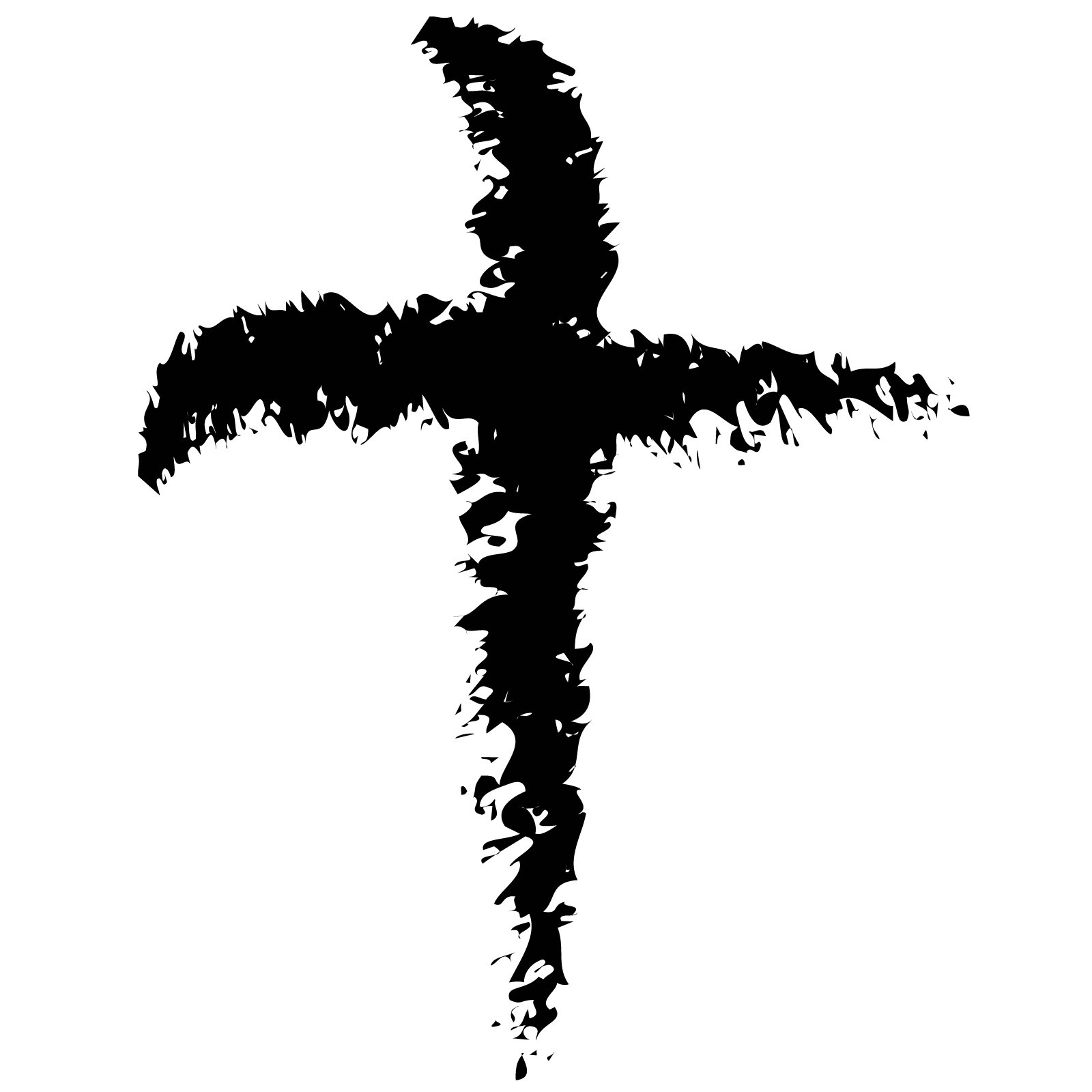 a drawing of a cross made with ashes