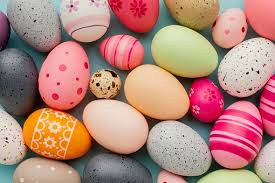 a photo of brightly coloured Easter eggs