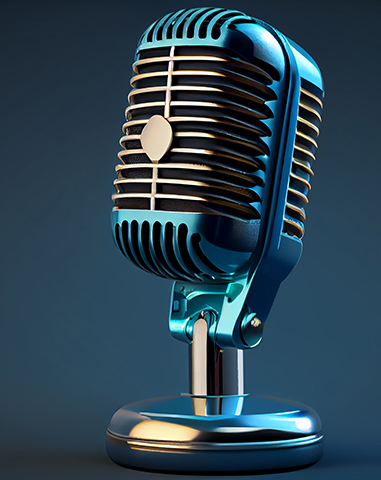 antique blue microphone